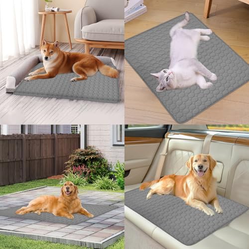 Newthinking KüHlmatte Hund 70x100cm, Waschbares KüHldecke Hund Ohne Gel, Hunde KüHlmatte SelbstküHlend KüHldecke für Katzen Hundebett, Dunkelgrau