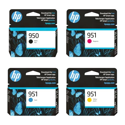Image of HP 950 Black, 951 Cyan, 951 Yellow and 951 Magenta Ink Cartridge 4 Pack Bundle | Works with OfficeJet 8600, OfficeJet Pro 251dw, 276dw, 8100, 8610, 8620, 8630 Series |