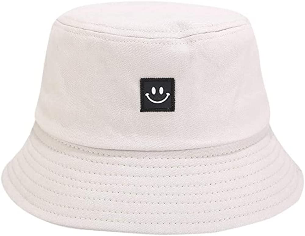 DELFINOUnise Hat Summer Travel Bucket Beach Sun Fishing Hat Smile Face Visor Unisex Fashion Fisherman Cap, for Men Women Teens Kids