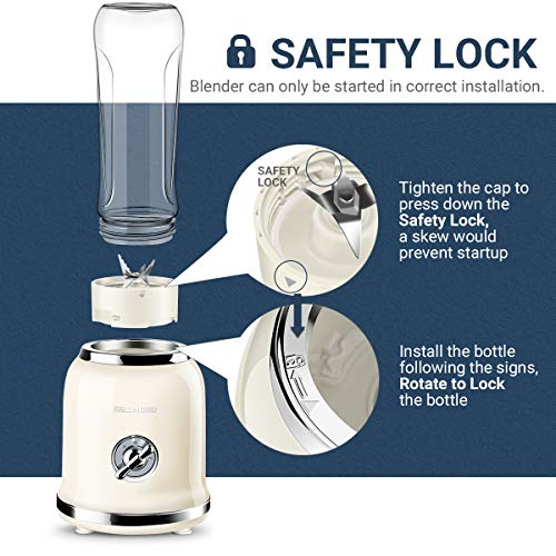 Personal Blender, Redmond Powerful Smoothie Blender With 2 Portable Bottle 2 Speed Control & Pulse Function 6 Stainless Steel Blades, Bpa Free (Cream) #TOP4