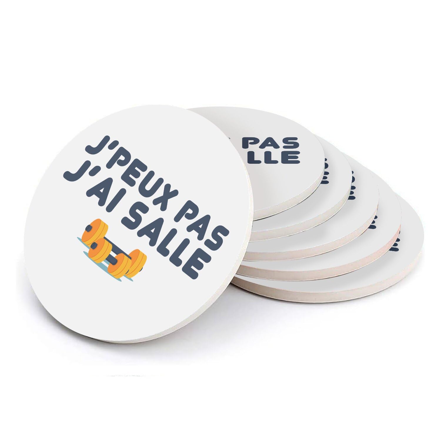 Sous-verres ronds en céramique musculation, dessous de verre fitness et décoration body building