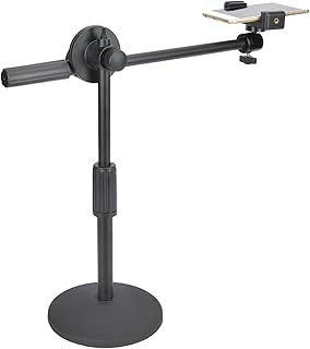Fockety Overhead Phone Mount, Adjustable Tabletop Phone Mount, Tabletop Light Stand Long Arm Bracket, Live Recording Desktop Mount for Ring Light, Video Recording, Portrait, Makeup, Live
