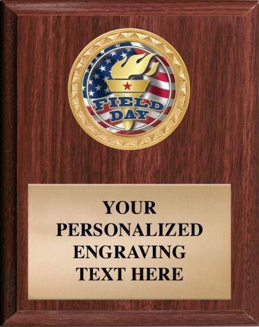 Crown Awards Personalized Walnut Field Day Plaque, 7 x 9 Field Day Plaques Prime