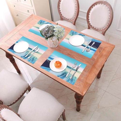 Set de table vagues de mer tissé de qualité supérieure - 7