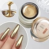 NAILKISS 8ml Golden Metallic Painting Gel Polish 3D Mirror Metal Gel Nail Polish Flower/Lines Drawing Metallic Nail Gel