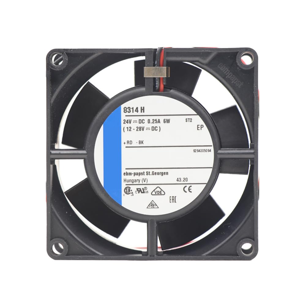 Ventilador axial CC 8314H para ebm papst, 8314H 80x80x32mm 12VDC, flujo de aire 80m³/h, 5000RPM de alta velocidad, 48dB(A), IP54/IP68 PWM Ventilador de control para PC, servidor, ventilación de