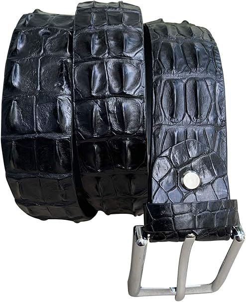 VIETDAVN Black Alligator Leather Belt