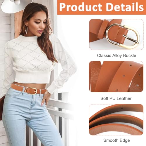 Image of PALAY Waist Belt for Women Dresses, Brown Black Belts for Women, Fashion Belts for Jeans, PU Leather Gold Buckle Ladies Belt for Woman Jeans Dress Trousers (Fit Waist 70-90cm)