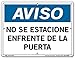 Vestil Notice SignSI-N-29-B-AL-080-S 29 12.5X9.5 Aluminum .080 Do Not Park in Front of Door NO SE ESTACIONE ENFRENTE DE LA PUERTA