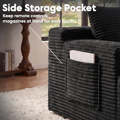 Image of 140 inch Modular Sectional Sofa Couch, Oversized U Shape Cloud Couch with 2 Ottomans, Storage and Cupholders, Corduroy Sofa Boneless Couches for Living Room, No Assembly Required, Black