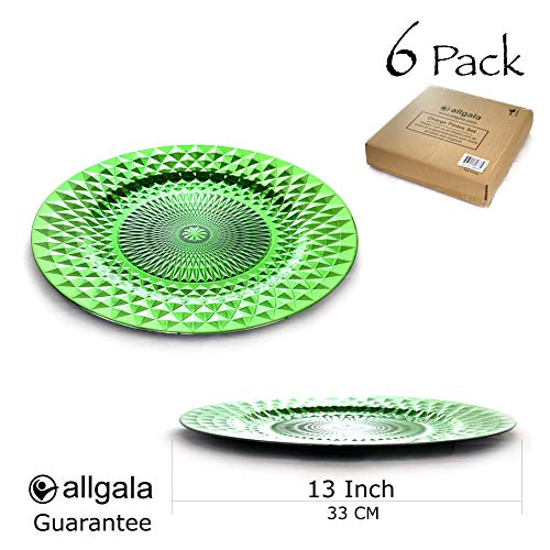 Allgala 13-Inch 6-Pack Heavy Quality Plastic Diamond Pattern Sparkling Charger Plates-Green-Hd80405 #TOP1