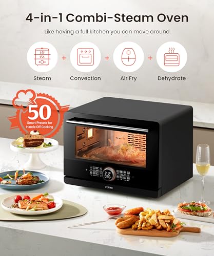 Image of FOTILE HYZK32-E3-B ChefCubii 1.1 cu. ft. 4-in-1 Combi-Steam Oven with Steam-Bake, Air Fry, Convection, Dehydrator Functions, and 50 Preset Menus, Black