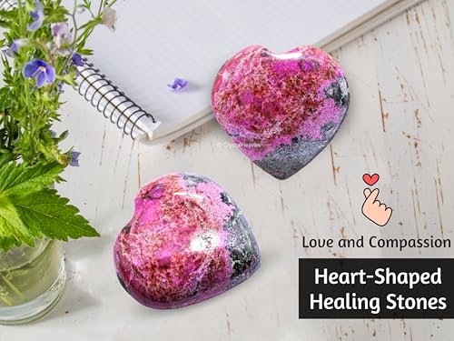 Image of Certified Cobalt Calcite Crystal Heart Palm Pebbles Stones for Anxiety Stress Relief Massage - AAA Grade Original Healing Gemstone Agate Heart Palm Stone for Yoga Meditation Spiritual