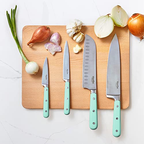 Martha Stewart Eastwalk 14 Piece High Carbon Stainless Steel Cutlery Knife Block Set W/Abs Triple Riveted Forged Handle Acacia Wood Block - Martha Blue #TOP1
