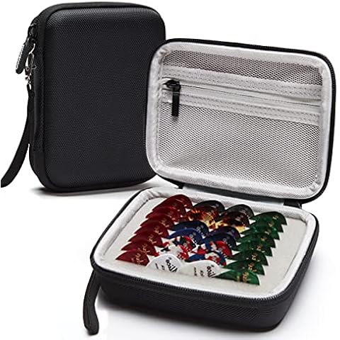 COOZOOM Guitar Pick Holder Case Compatible for Fender, ChromaCast, D'Addario, JIM DUNLOP, Bolopick, UNLP MUSICAL INSTRUMENT Guitar Accessories, All Size Picks Storage Pouch Box-Bag Black Cover
