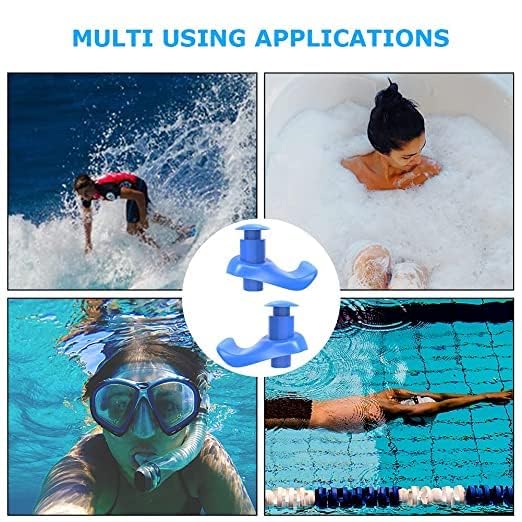 Image of Silicone Earplugs for Swimming Bathing and Sleeping, Professional Noise Reduction Reusable Silicone Swim Earplugs for Adult Swimmers Children Diving (2 Pair) (Blue Green)