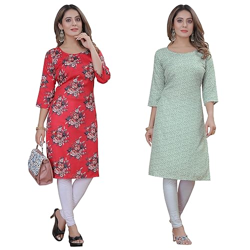 Image of Women's Multicolor Fancy Crepe Kurta (Pack of 2)||Kurta for Women