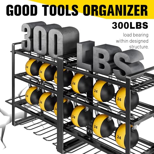 Image of Hipidian Power Tool Organizer Wall Mount - Storage Rack with 4 Drill Holders for Drills Cordless Tools. Heavy Duty Iron Garage Tool Organizer Storage for Workshop Shed (4 Slots 4 Layers 2 Pcs)