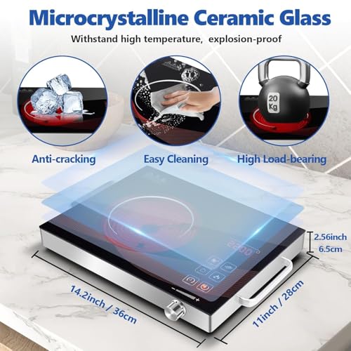 Image of Sellzio Cook Single Burner Infrared Electric Stove, Small Countertop Portable Hot Plate for Cooking, 3500 W Ceramic Glass Infrared Burner with LCD Touch Screen