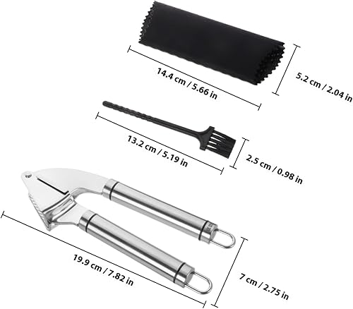 Miniatura 2 de VALICLUD Stainless Steel Garlic Press Manual Crusher and Peeler Kitchen Tool Multifunctional Garlic Mincer and Ginger Crusher Easy to Clean