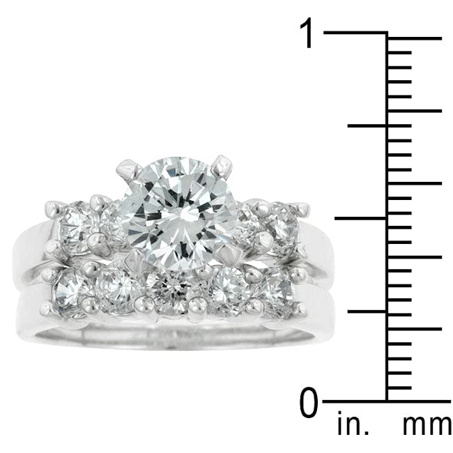 Silvertone Round-Cut Cubic Zirconia Bridal Set3