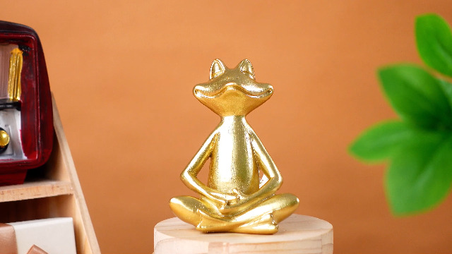 Set 6 Figuras Yoga Rana Dorada Resina Vintage miniatura 7
