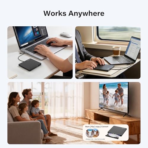 Image of Amicool External USB-C USB 3.0 CD /DVD Drive Burner + /-RW, Ultra-Slim Portable DVD Player Writer Reader for Mac iMac MacBook, Windows 11 /10 /8 Linux, Laptop Desktop PC Computer Optical Drive