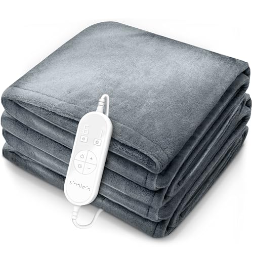 sinnlein® Heizdecke aus Plüsch 200 x 180 cm | elektrische Wärmedecke mit...