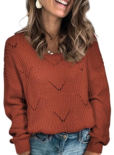 Dokotoo Crochet Tops for Women 2025 Long Sleeve Fall Sweaters Solid Hollow Out Fashion Casual Loose...