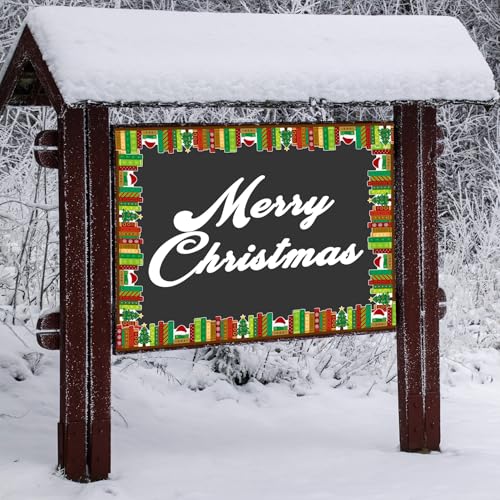 Image of BeYumi Christmas Bookshelf Border Trim - 65ft Christmas Books Rolled Border Trim Xmas Tree Santa's Hat Bookshelf Bulletin Board Set Library Classroom Office Chalkboard Home Door Wall Party Decoration