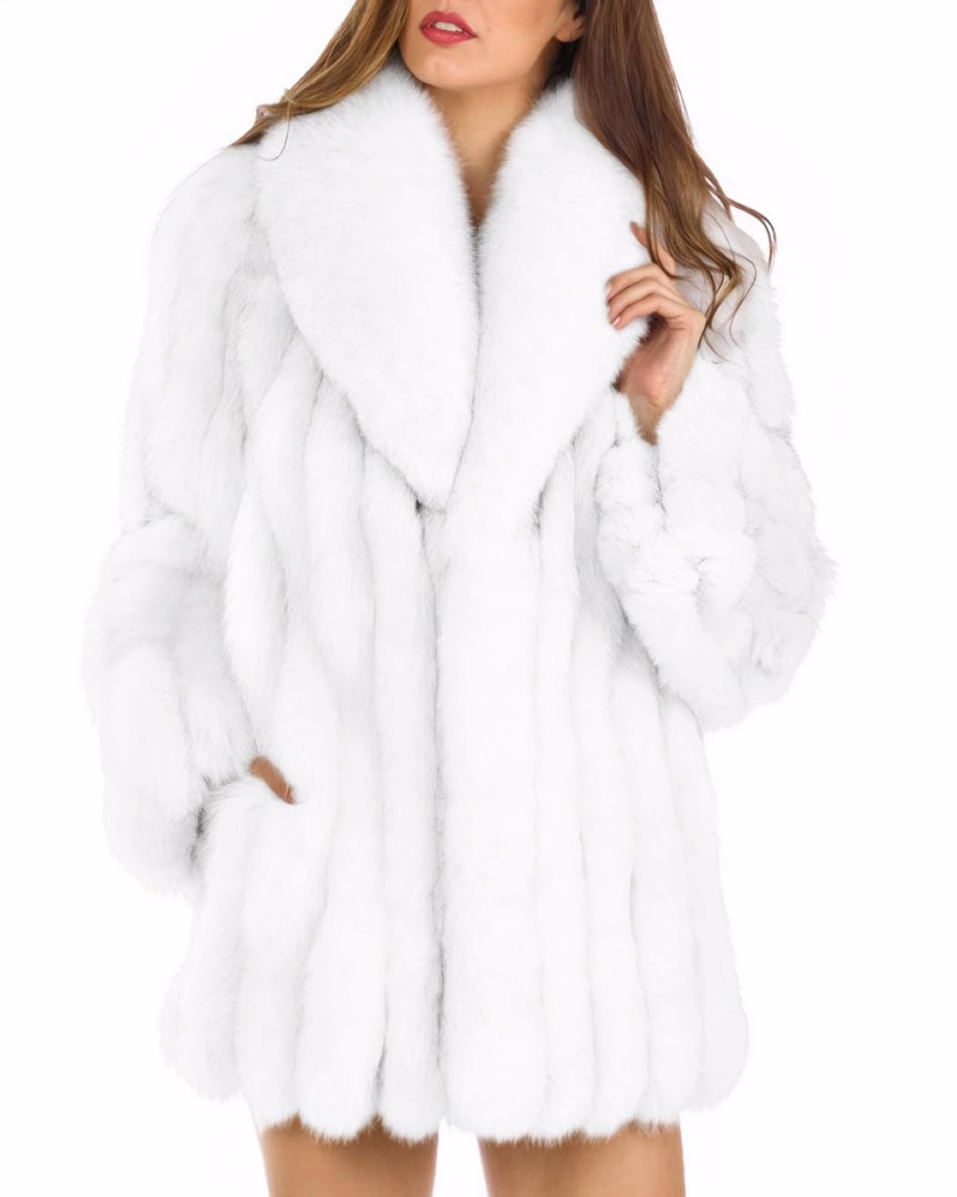 Tngan Womens Fuax Fur Coat Winter Warm Fluffy Faux Fur Parka Jacket Thick Plus Size Outerwear Overcoat