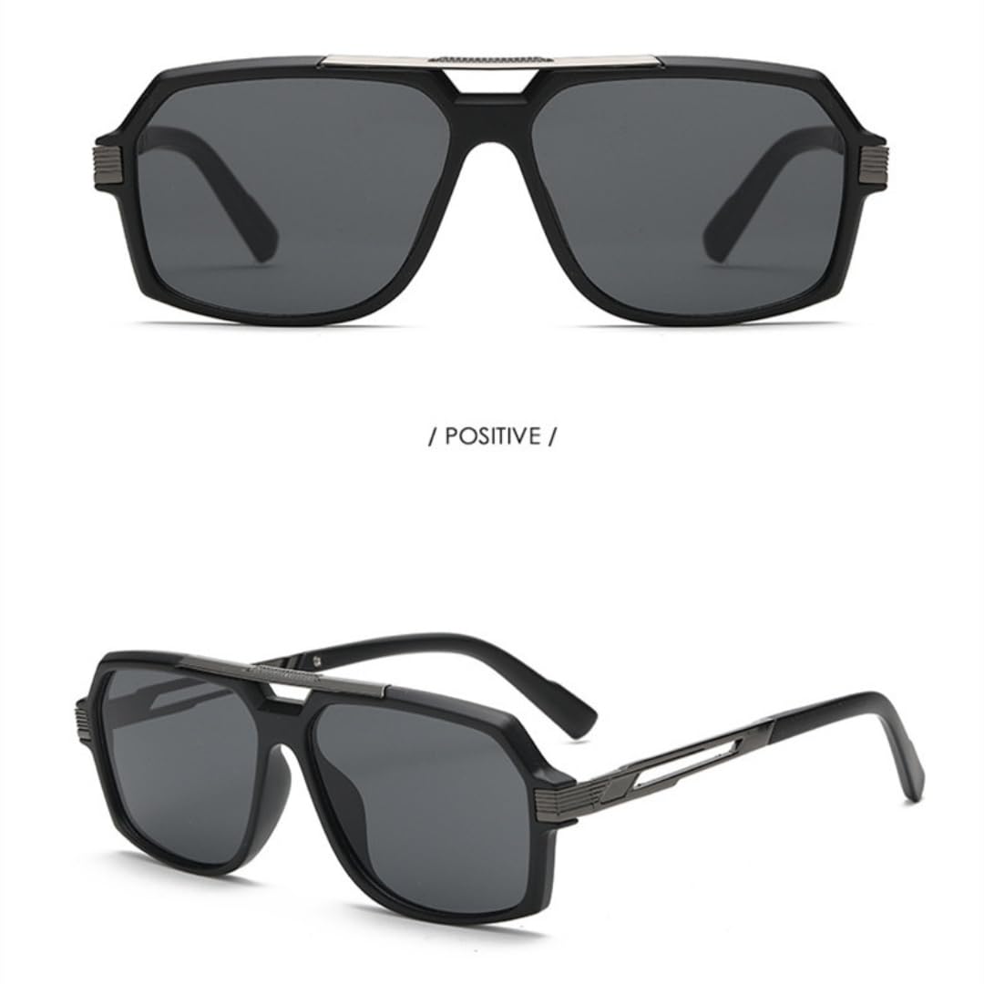 Occhiali da sole quadrati a doppia lente stile retrò con montatura grande per uomo e donna con protezione UV400.