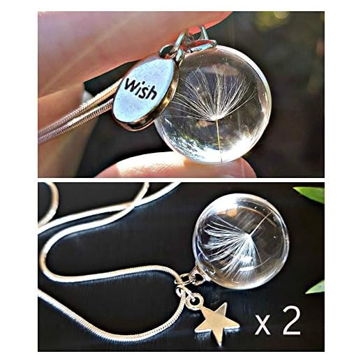 CONJUNTO GEMELO Collar de diente de león con cadena PLATA ESTERLINA - Colgante estrella Colgante de deseo Collares a juego