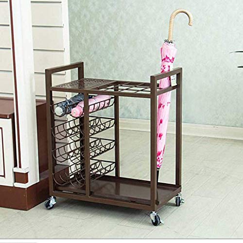 Étagère de rangement multifonctionnelle support de parapluie pliant noir