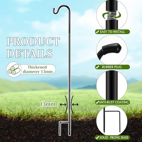 Image of 6 Pcs 60 Inch Shepherds Hook for Outdoor Adjustable Bird Feeder Pole Metal Steel Shepard Hooks for Hummingbird Stand Feeder Pole for Garden Plant, Lantern, Hanging Wedding Decor