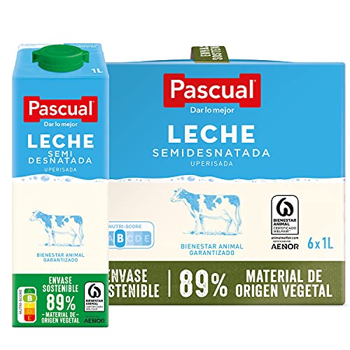 Pascual, Leche Semidesnatada Bienestar Animal, 6 x 1L