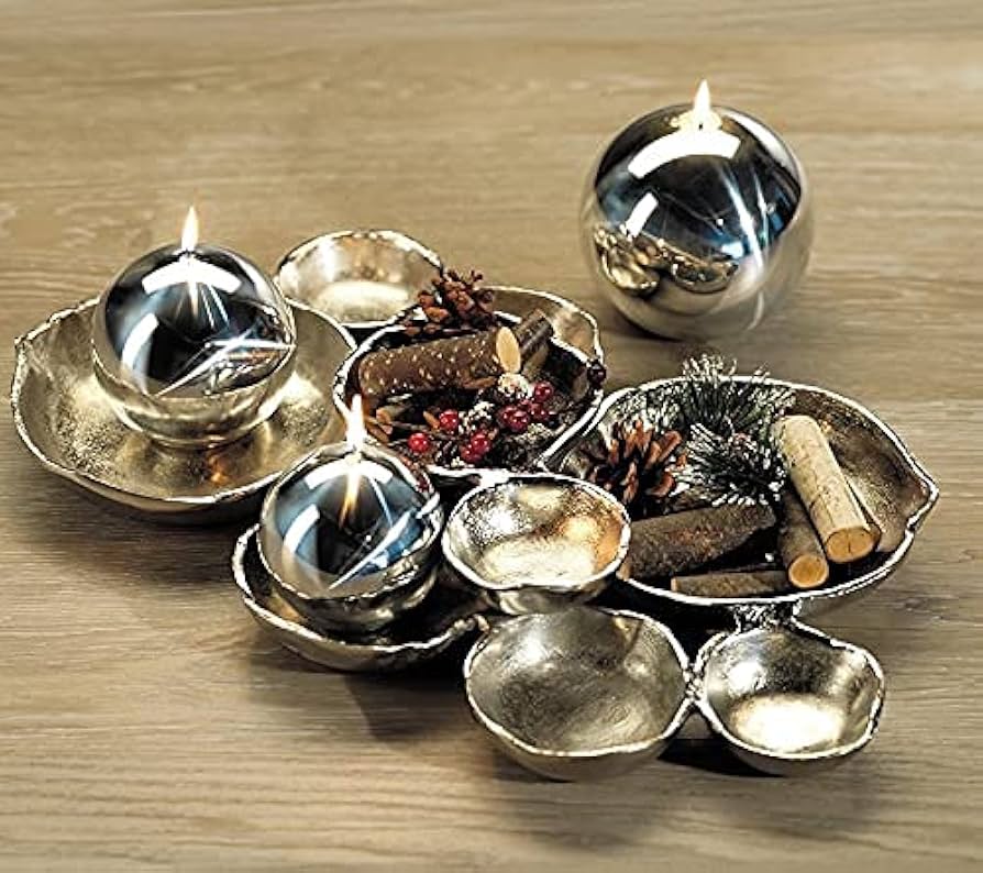 Amazon.com | Zodax Cluster of 9 Round Serving Bowls Nickel Base 19