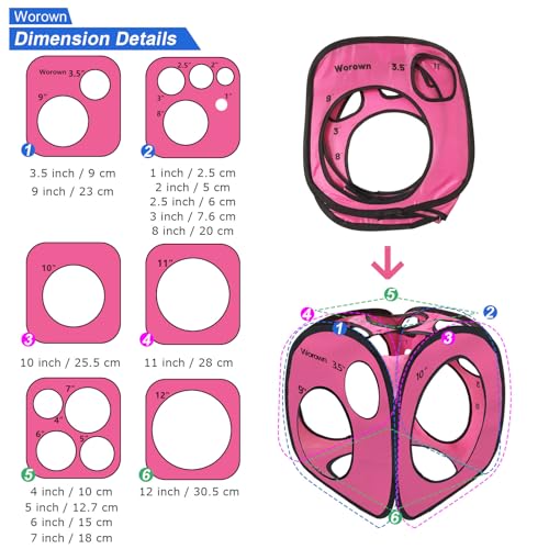 Image of Worown 14 Sizes Balloon Sizer Cube Box 1 inch - 12 inch, Collapsible Balloons Measurement Tool，14 Holes Balloon Sizing Box for Making Balloons Arches & Columns, Assembly Free (Red)