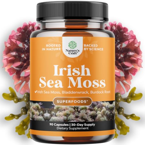 Natures Craft Sea Moss Capsules with Bladderwrack & Burdock (90 ct)
