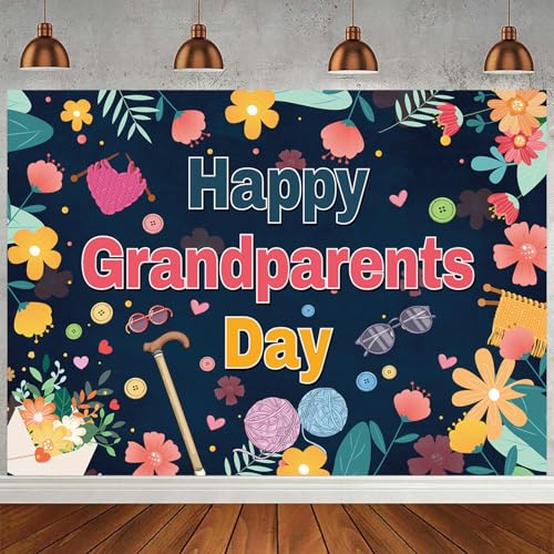 Toile de fond noire Happy Grandparents Day accessoire photobooth fête