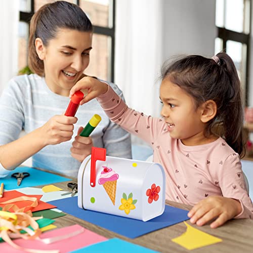 Image of 4 Pcs 6.4x4.5inch Mini Mailbox White Tinplate Mailbox Toy for Kids Small Mailboxs with Raised Signal Flags Post Mount Mailboxes for Boys and Girls DIY Projects Preschoolers Gift Exchange Activities