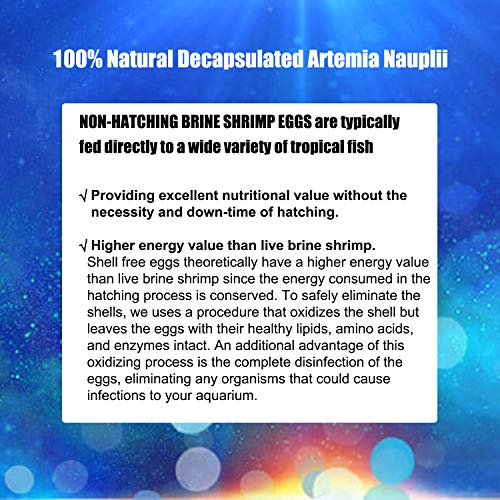 Amzey 4.5 Oz Decapsulated Brine Shrimp Egg (Non-Hatching)-100% Natural Decapsulated Artemia Nauplii, High Protein Food Source For Live Fish, Baby Fish, Freshwater And Marine Fish, Golden Fry, Corals #TOP2