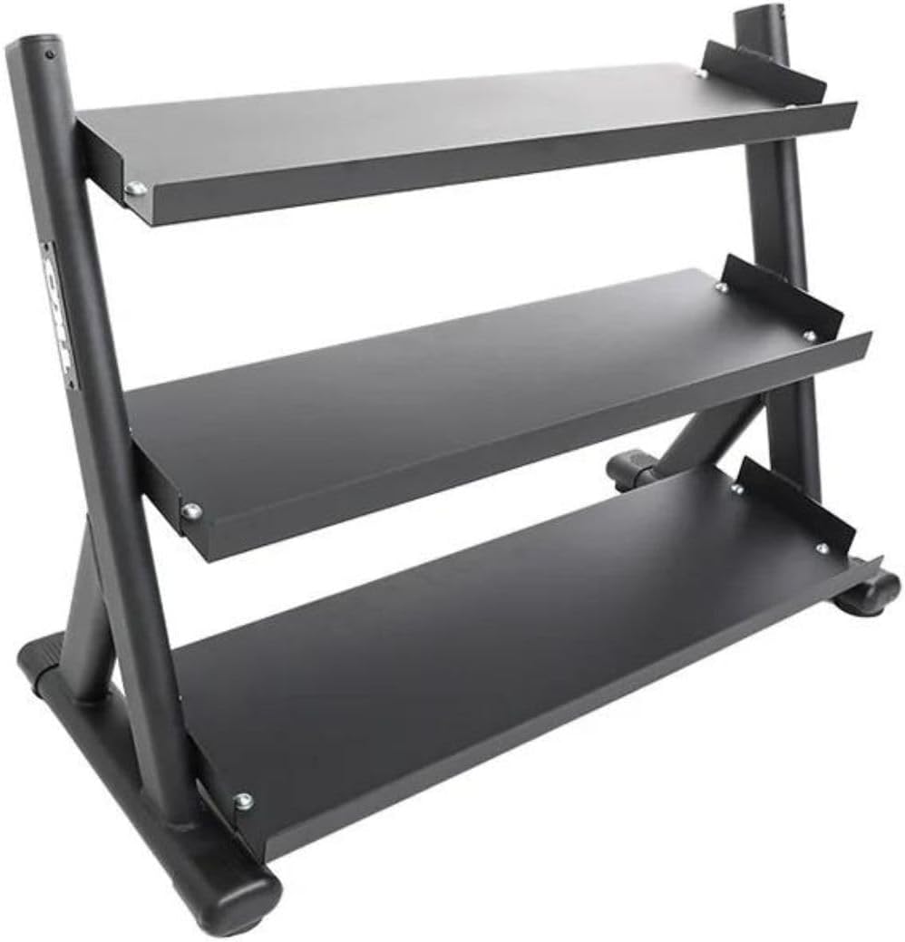 TKO 3-Tier Dumbbell Rack & Kettlebell Rack | Perfect for Any Home Gym | Black Weight Stand | Keep Your Workout Area Clean & Safe