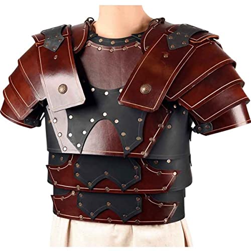 Bnjghcug Armadura De Pecho De Cuero PU De Guerrero Vikingo - Tops De Cosplay De Caballero Armadura De Remache De Coraza Hebilla Ajustable Chaleco De Armadura Steampunk Protector De Pecho Vintage Cover