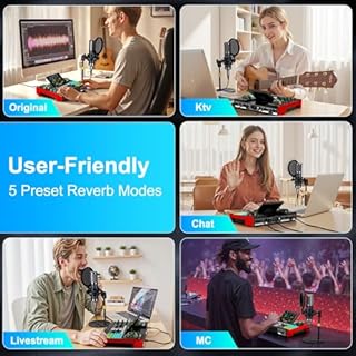 Podcast Microphone Bundle with Live Sound Board Audio Mixer, Podcast Equipment Bundle with 3.5mm Condenser Microphone(P15) for Pc/Phone Live Streaming Singing Gaming, Voice Changer, Denoise