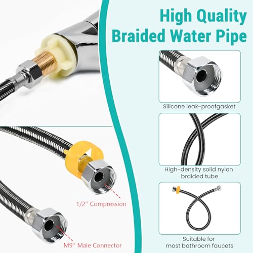 Huucozn Kaltwasserhahn Küche Kaltwasser Armaturen gäste wc Wasserhahn nur Kaltwasser mit 60cm Anschlussschlauch Filtermünder Einzelner Kaltwasserhahn Kaltwasserarmatur für die Küche Bad Gäste WC