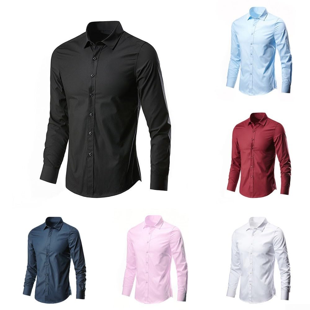 Chemise d'affaires à manches longues pour homme, coupe régulière, facile à
