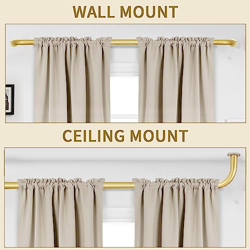 Zyrw Gold Curtain Rods, 2 Packs Wrap Around Curtain Rods For Window 28 To 48 Inch, 1 Inch Diameter Room Darkening Heavy Duty Drapery Rods, Adjustable Blackout Curtain Rod, Modern Decorative Window Curtains Rod, Gold #TOP4