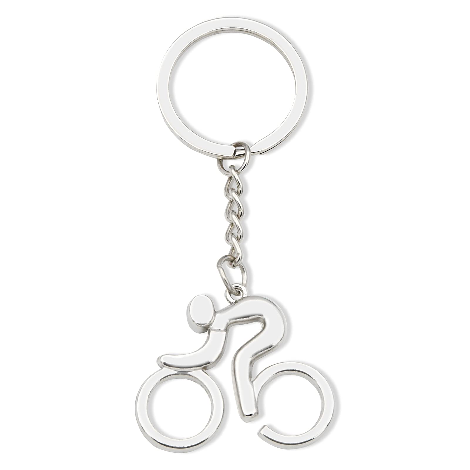 Bike lovers gifts Keychain Cycling gift bicycle Inspirational Keychain for Chain Bicycle Race Souvenir funny biker gift, Silver, 8cm x 5cm x 1.5cm