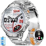 FITFLEX Smart Watch da uomo (2 braccialetti) -1000 mAh/1,85 pollici, grande schermo/chiamata Bluetooth/120+modalità sportiva/orologio sportivo/IP68 impermeabile, luce LED / frequenza cardiaca/monitor